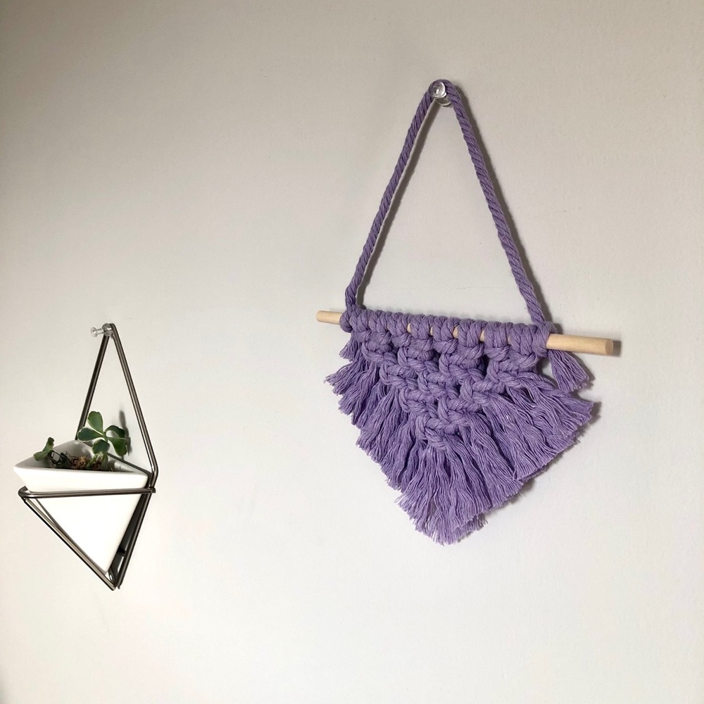 Handmade Mini Lavender Macrame Wall Hanging Lilac